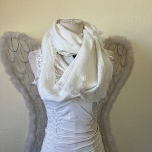 Vtg Inifinty Scarf Knit Fringe Indie Sleaze Y2K 90s Art Whimsy Kawaii Quirky 90s